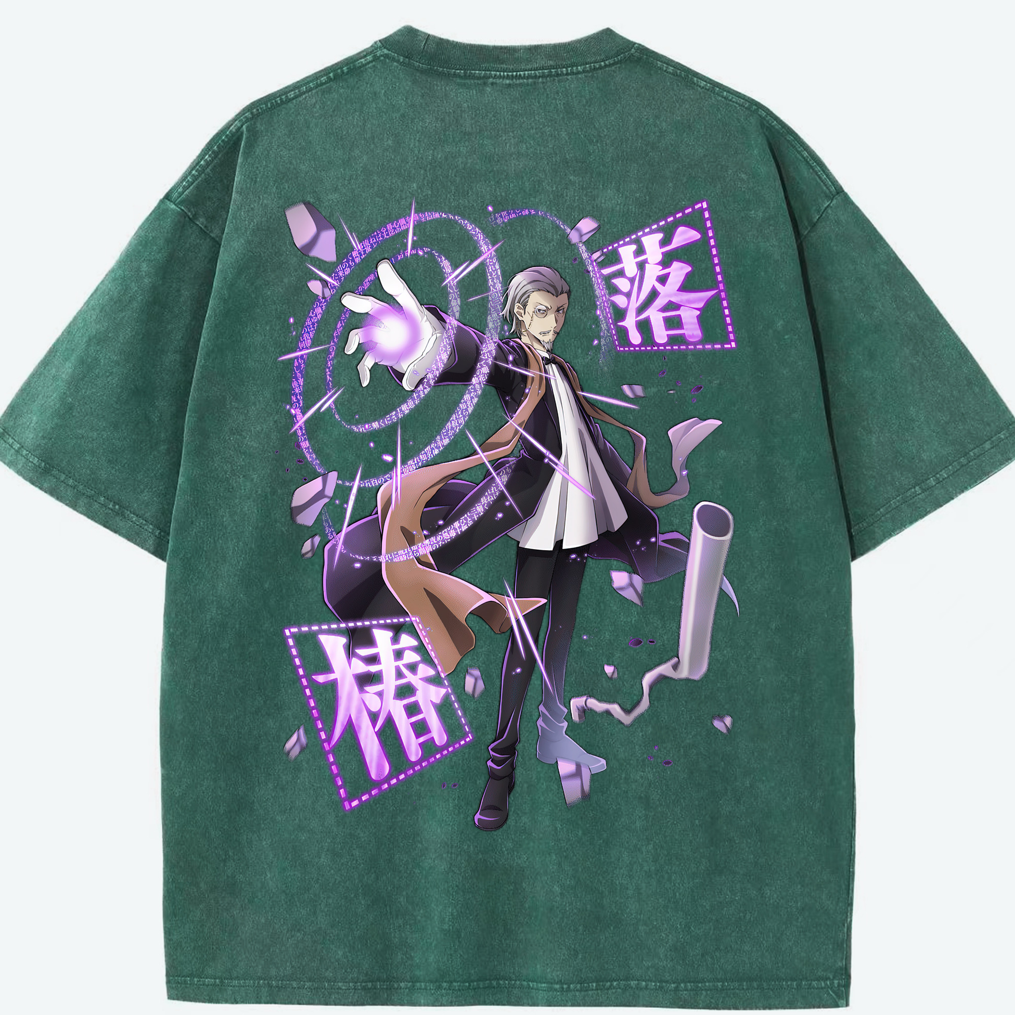 （画像用） 文豪ストレイドッグス Bungo Stray Dogs 綿100% ヴィンテージ風 半袖Tシャツ（背面プリント）
